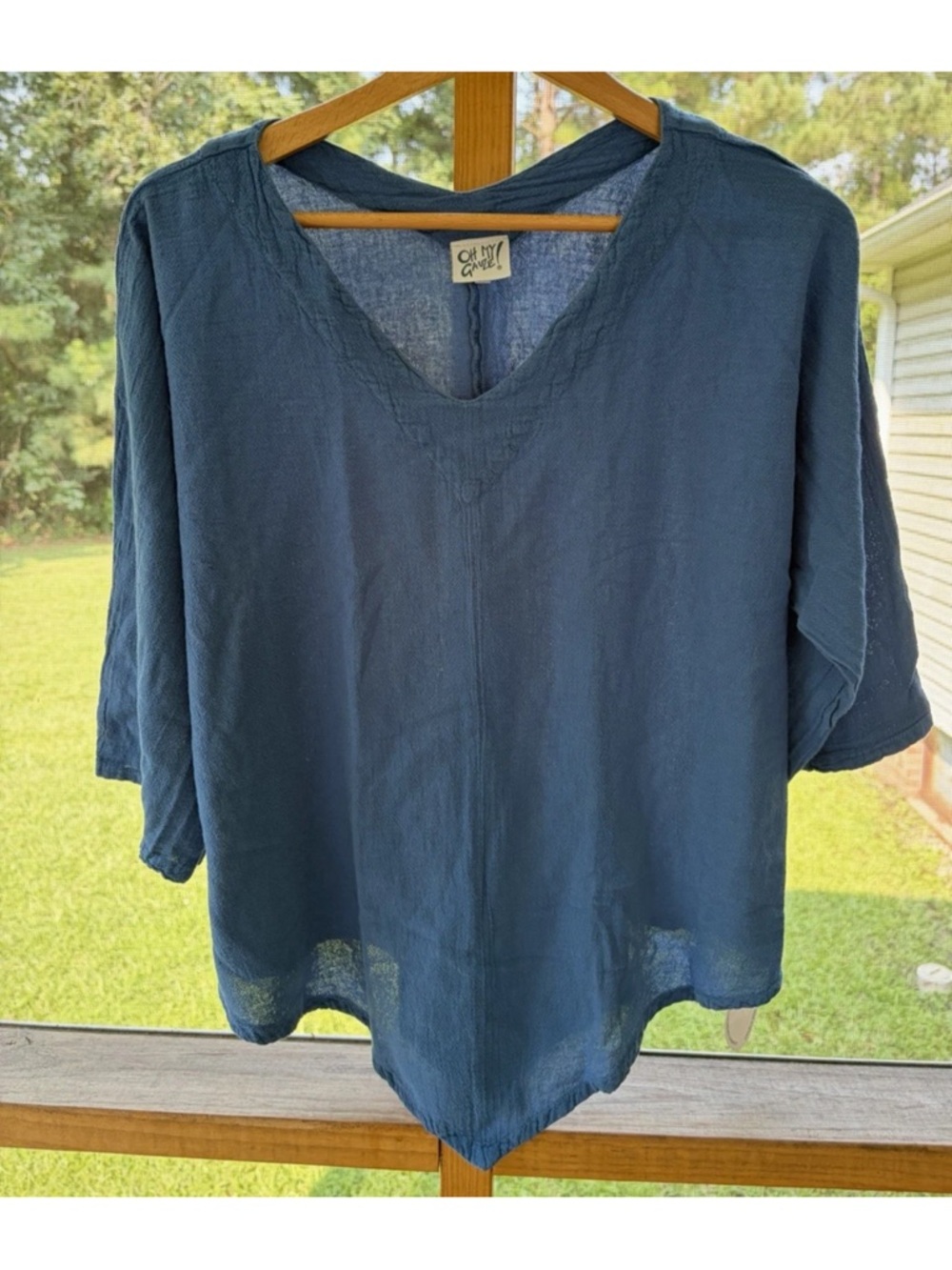 Oh My Gauze! Lynn Top Asymmetrical Boho Blue Women's Size 3 / XXL